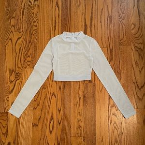Icy Blue Long-Sleeve Crop Top